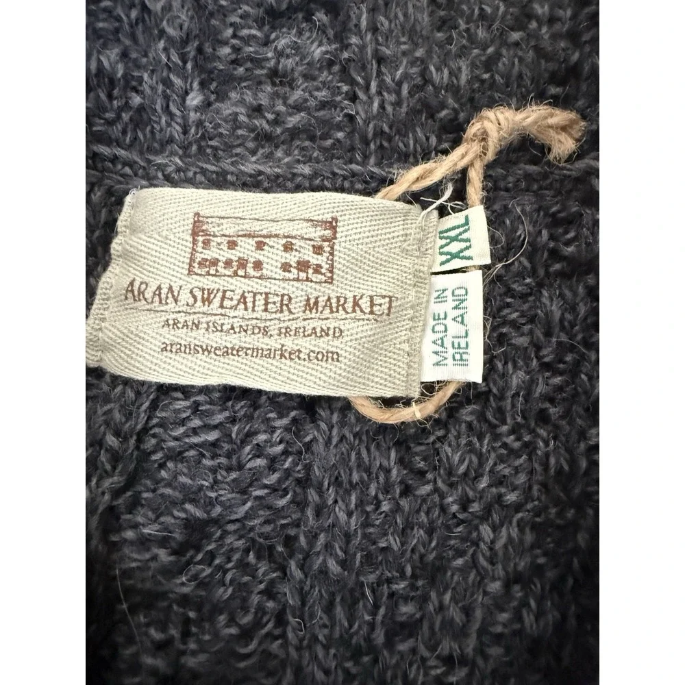 Aran Sweater Market Sweater Womens XXL Gray Cable Knit Hooded Cardigan Ireland